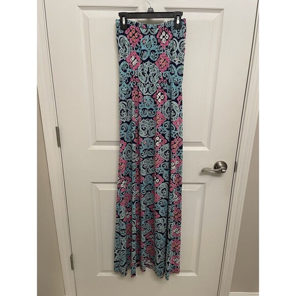 Lilly Pulitzer Marlisa Strapless Maxi Dress XS Bright Navy Behind the Gate - Picture 3 of 5